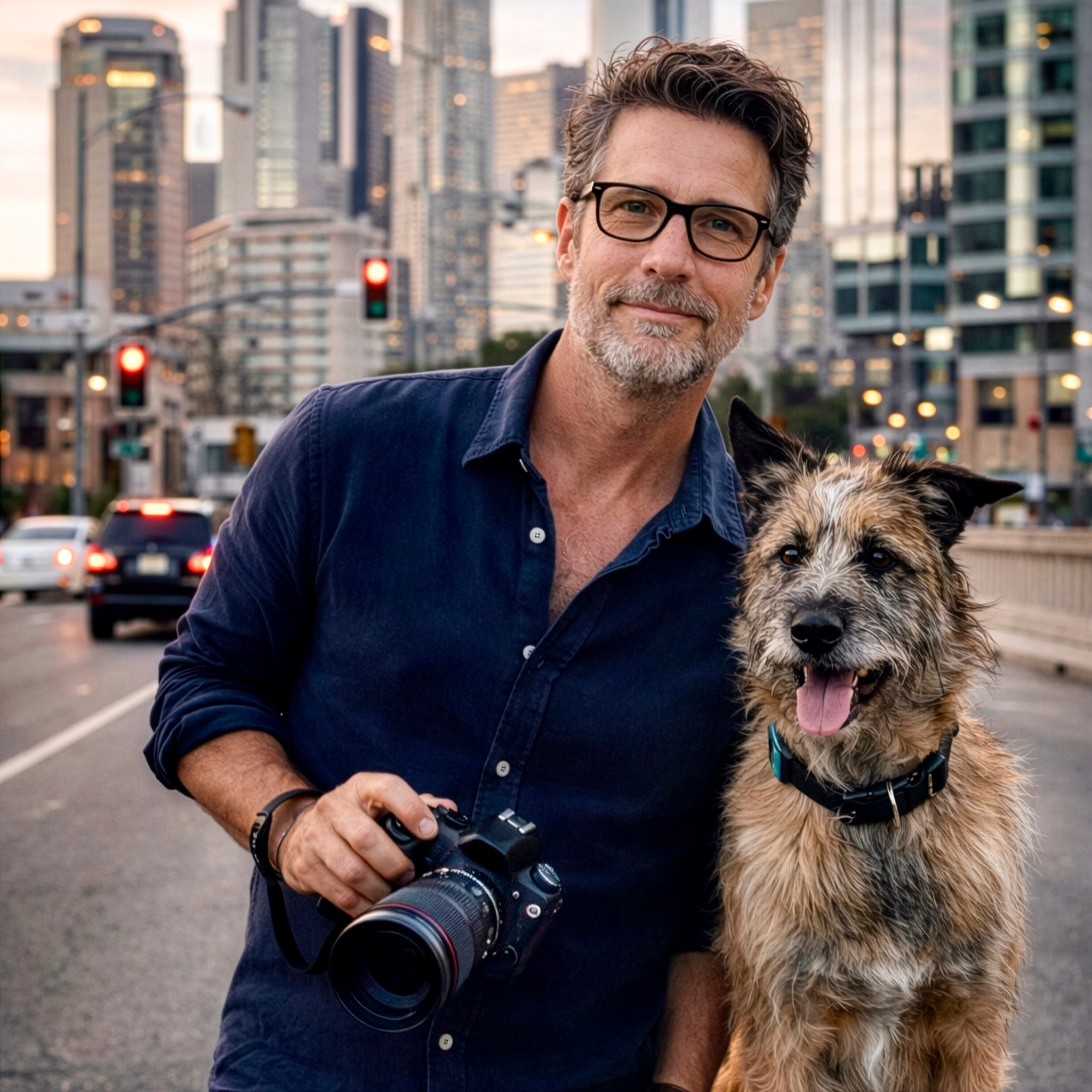 Holger Laufenberg — photographer with his dog in the city