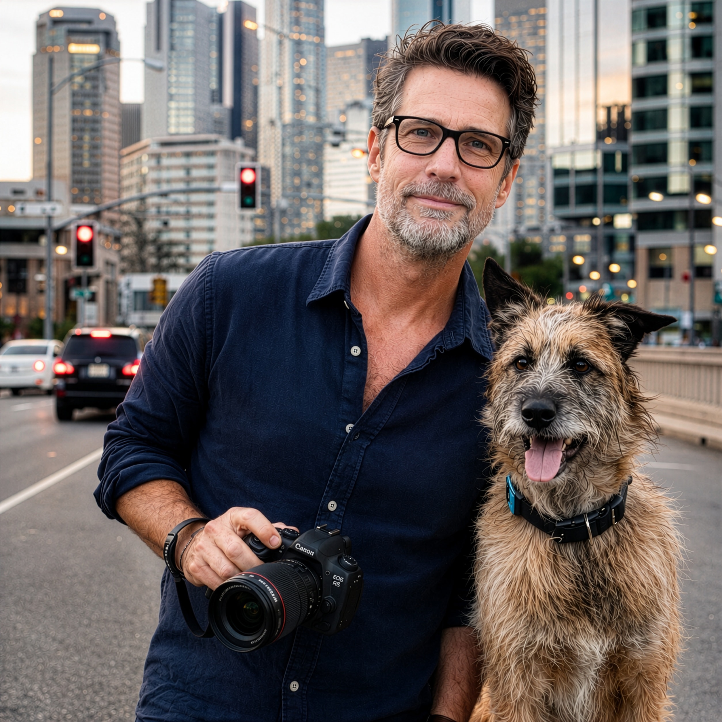 Holger Laufenberg — photographer with his dog in the city
